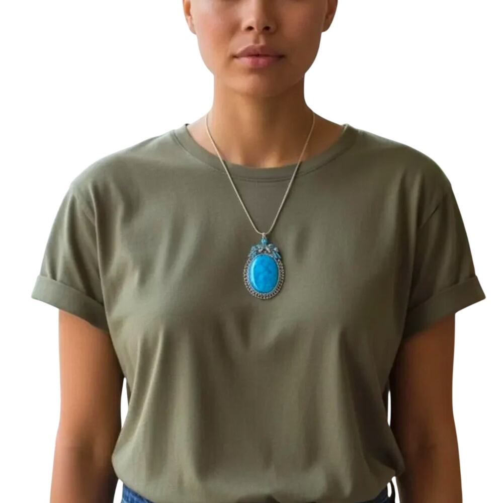 Vintage Native Style Pendant | Southwestern Faux Turquoise